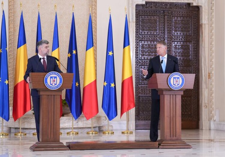 Marcel Ciolacu és Klaus Iohannis közös sajtónyilatkozata | Fotó: presidency.ro
