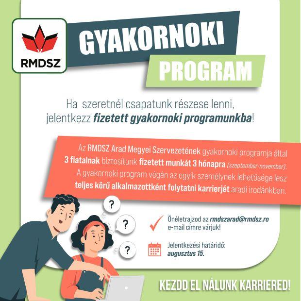<em>Hír szerkesztése</em> Gyakornoki programot hirdet az RMDSZ