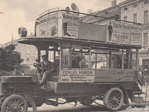 Aradi MARTA-busz – 1910 táján készült felvétel egy antik képeslapfüzetből | Fotó: Balázs D. Attila gyűjteménye/Magyar Nemzet