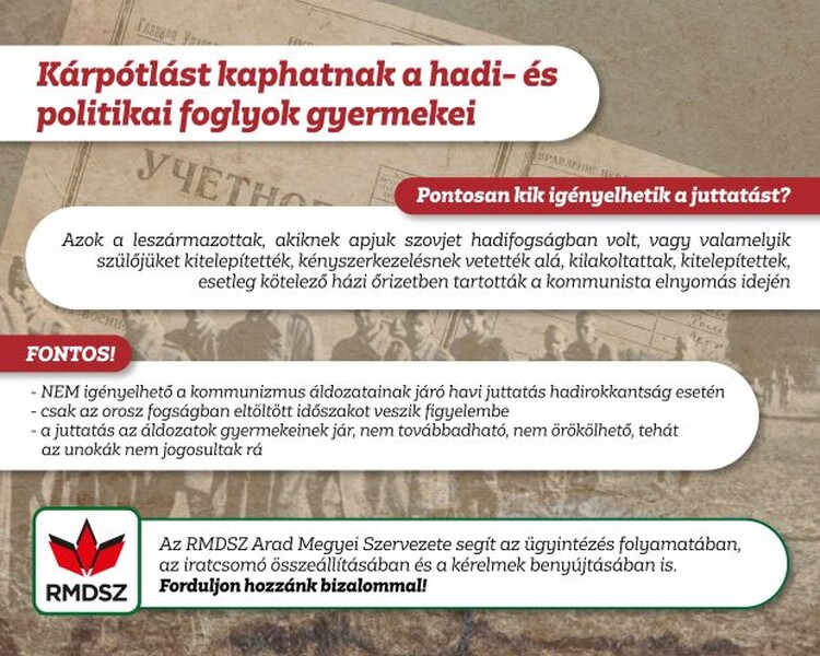 <em>Hír szerkesztése</em> Kárpótlások a hadi- és politikai foglyok gyermekeinek