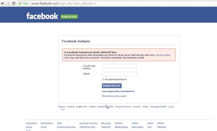 <em>Hír szerkesztése</em> Leállt a Facebook